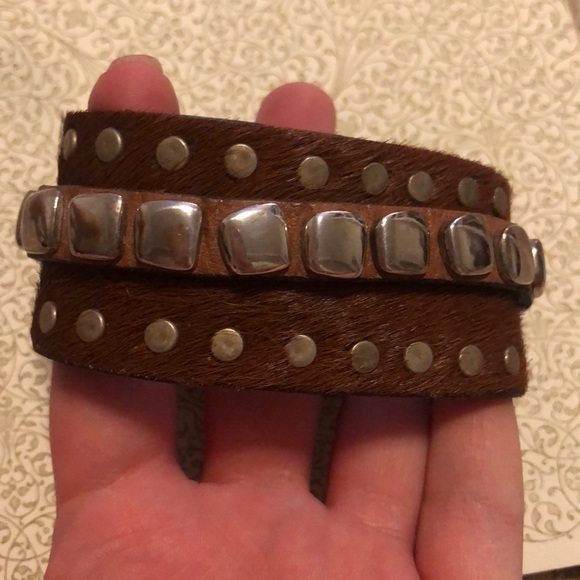 UNOde50 “Tainted” Fur & Silver Studded Bracelet - Picture 3 of 4
